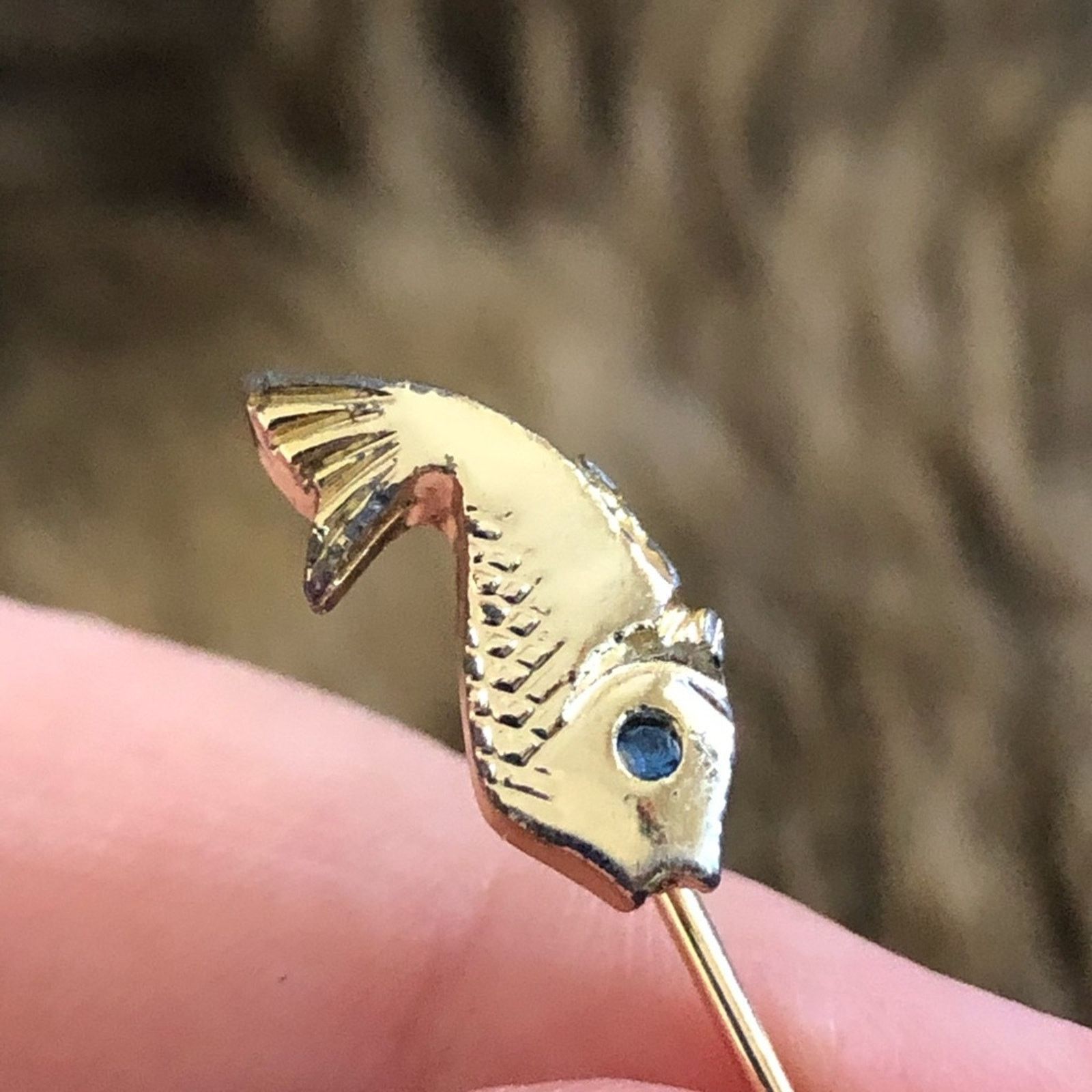 Vintage Vintage gold plated fish hat pin stick pin Size ONE SIZE - 3 Thumbnail