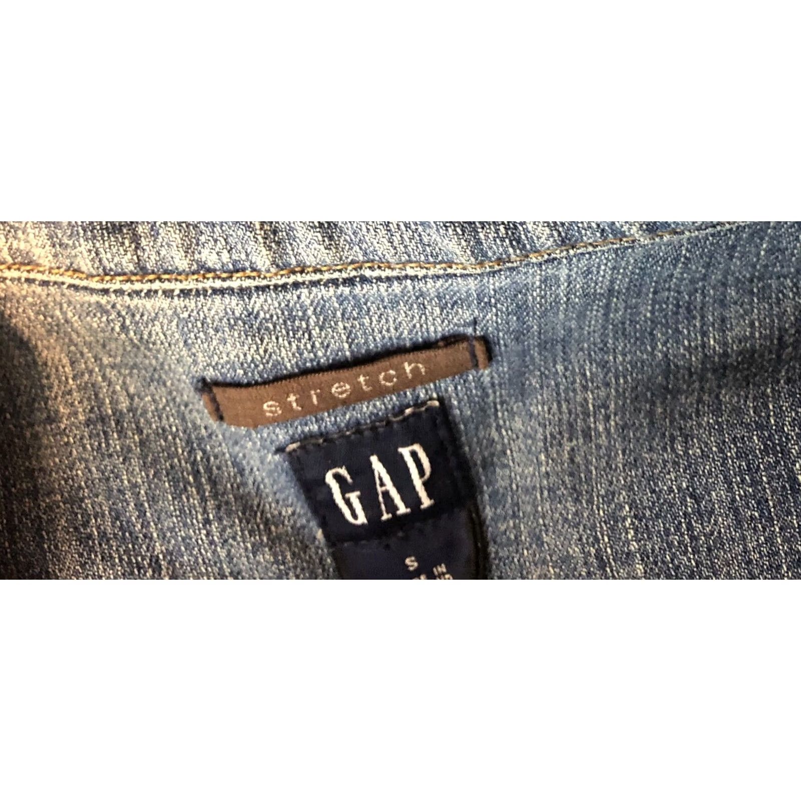Gap Gap Jacket S Blue Jean Denim Stretch Snap Front Pockets Trucker Western Grunge Size 28" / US 6 / IT 42 - 4 Thumbnail