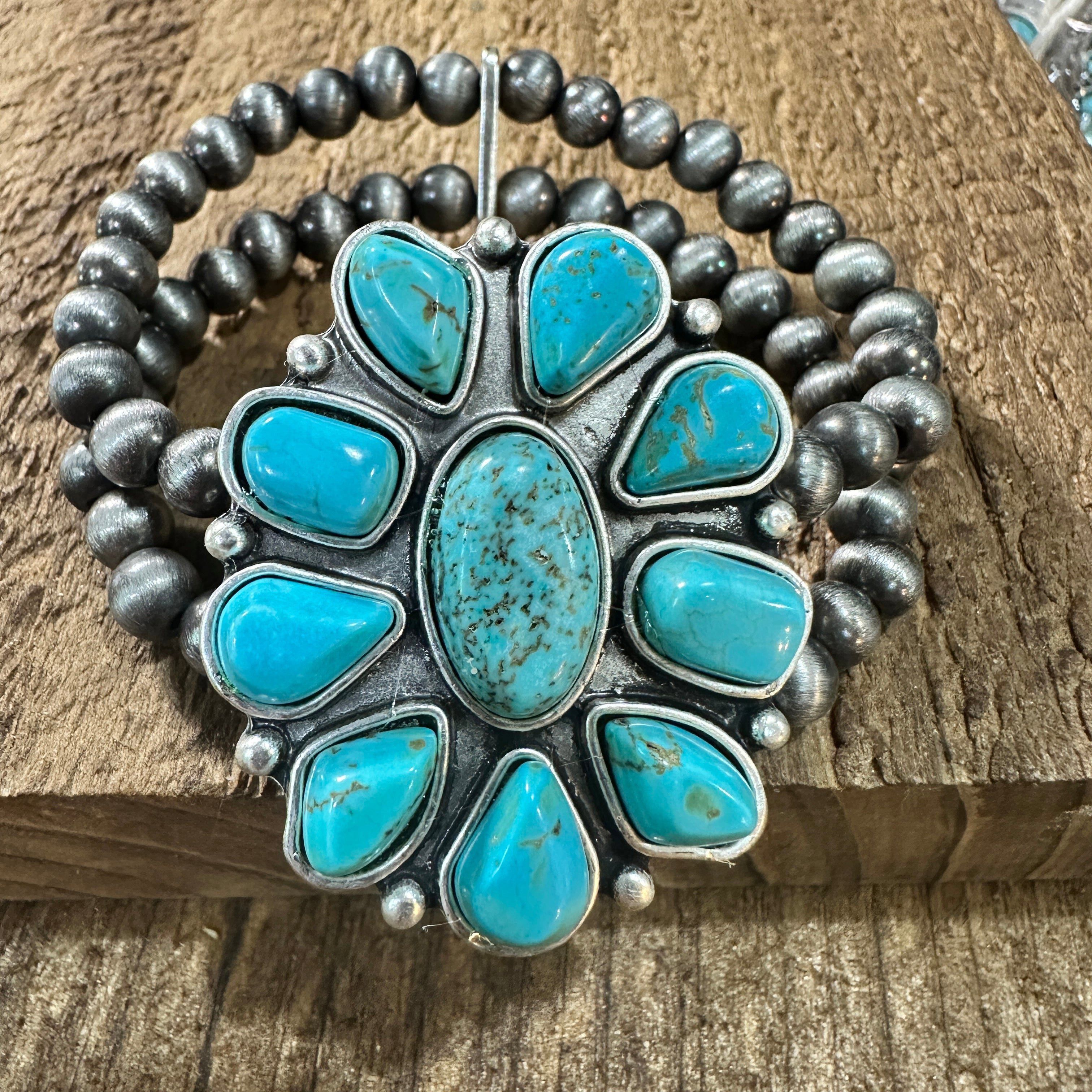 Other Handmade Turquoise Stretch Bracelet for Women, Native Americ Size ONE SIZE - 1 Thumbnail
