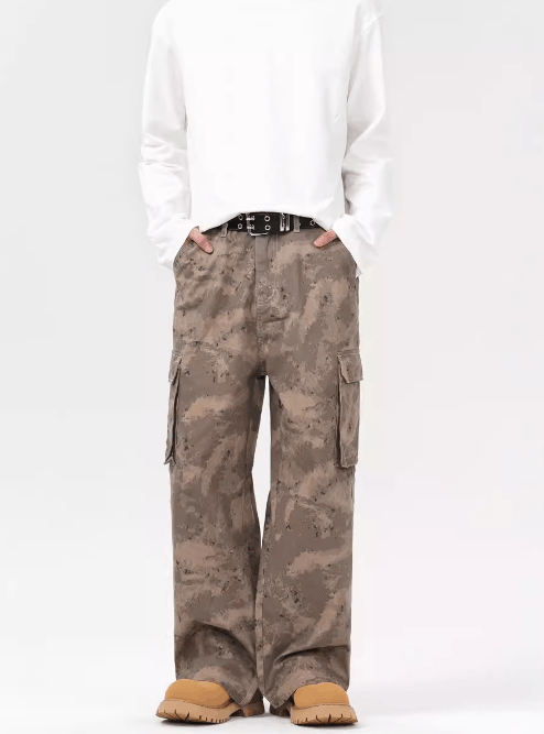Japanese Brand × Jean Washed vintage desert camouflage loose straight cargo jeans Size US 32 / EU 48 - 1 Thumbnail
