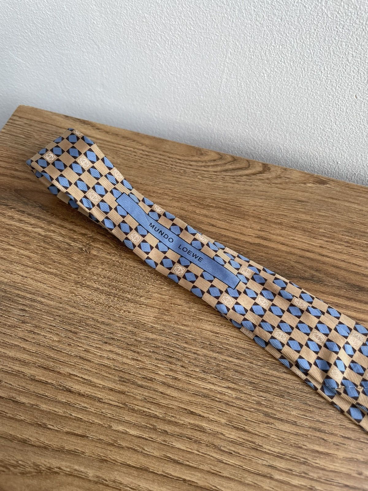 Loewe Loewe Madrid Silk Tie Monogram Logo Yellow Blue Mundo Loewe Size ONE SIZE - 5 Thumbnail