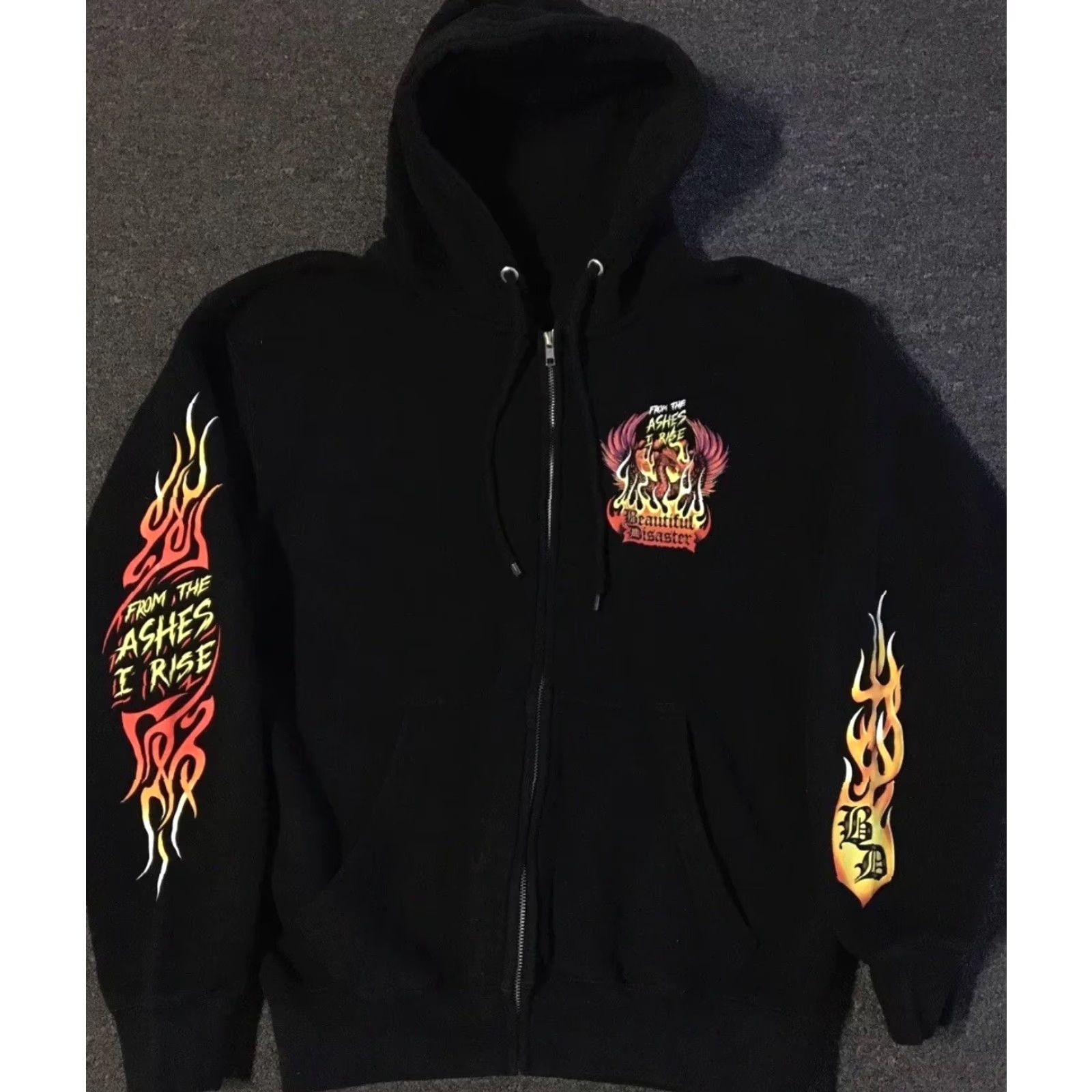 Vintage VINTAGE Eagle Flames Zip Hoodie S Grunge Biker Punk Skate Surf Fire Emo Jnco Vtg 90s Y2K Size US S / EU 44-46 / 1 - 2 Thumbnail