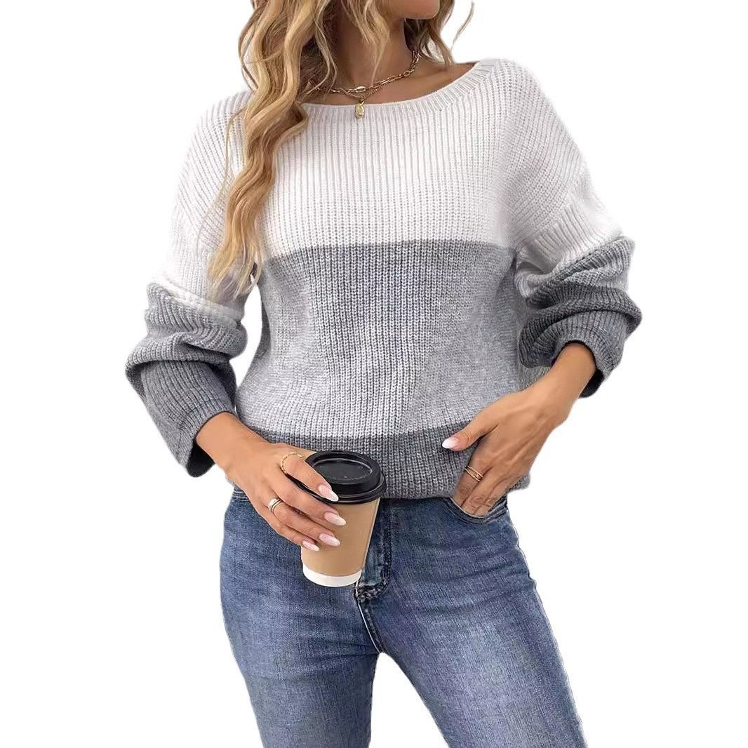Other Contrast Gray White Splicing Pullover Sweater Long Sleeve Size L / US 10 / IT 46 - 5 Thumbnail