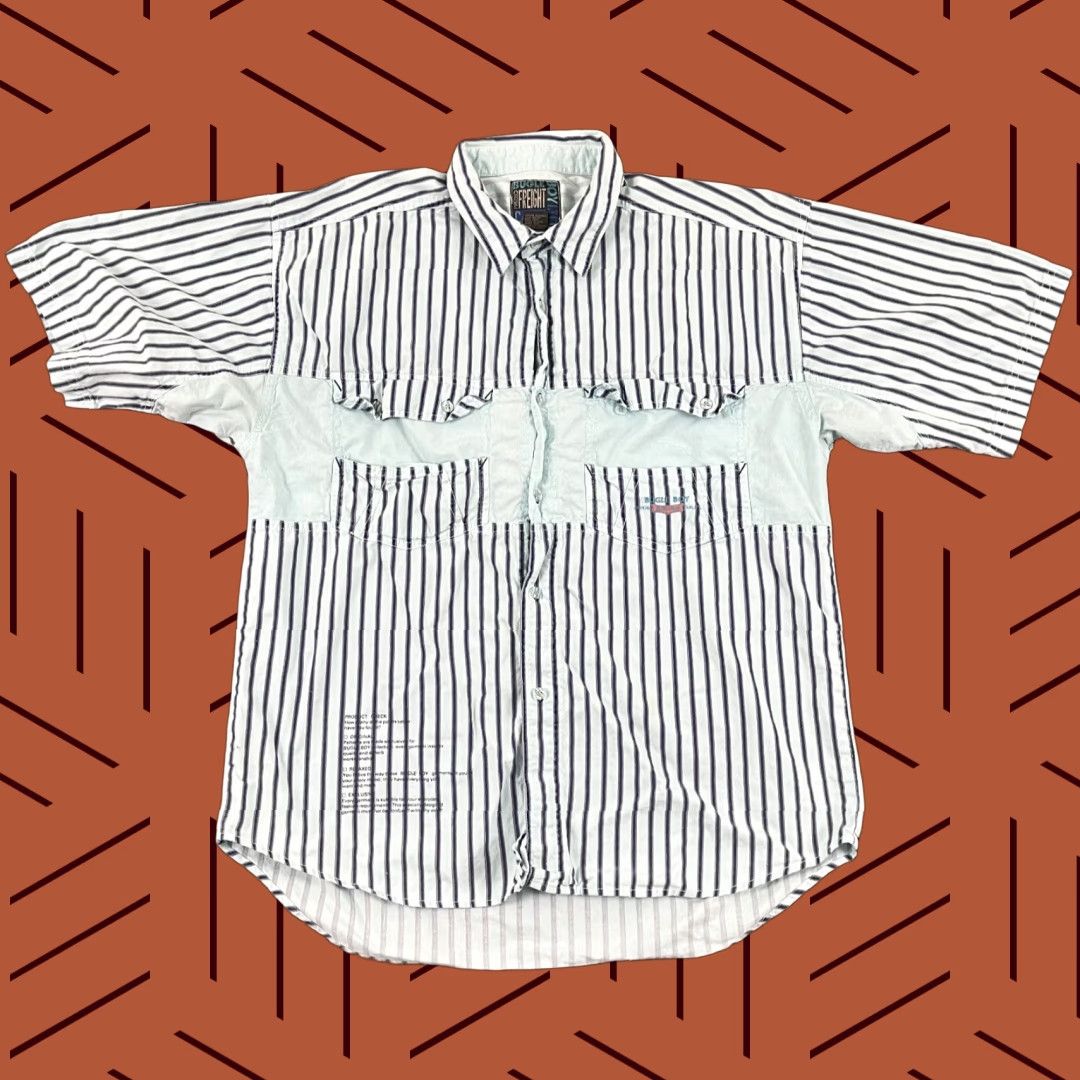 Bugle Boy VINTAGE Bugle Boy Shirt Mens XL Blue Striped Button-Up Regular 90s Casual Workwear Mens Size US XL / EU 56 / 4 - 1 Thumbnail