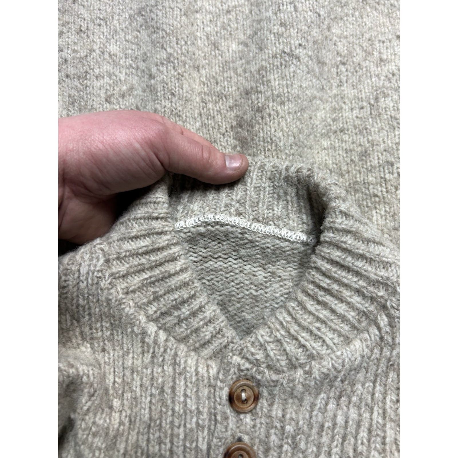Vintage VINTAGE pullover sweater wool knit Henley 1/4 button cream white M/L Mens Size US L / EU 52-54 / 3 - 5 Thumbnail
