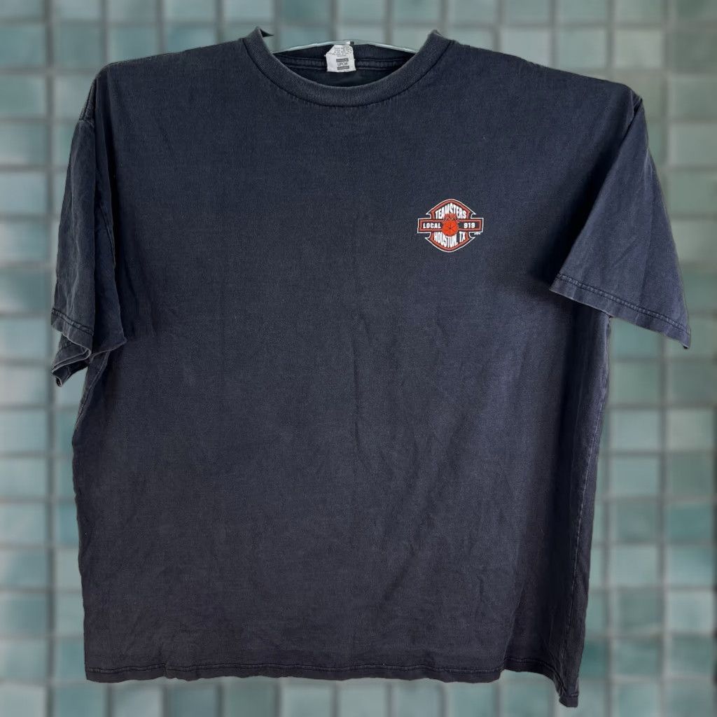 Vintage VINTAGE Union Line Teamsters Local 919 Houston TX T-Shirt Mens 3XL Black Union Pride 90s Labor Union Classic Graphic Print Short Sleeve Size US XXL / EU 58 / 5 - 1 Thumbnail