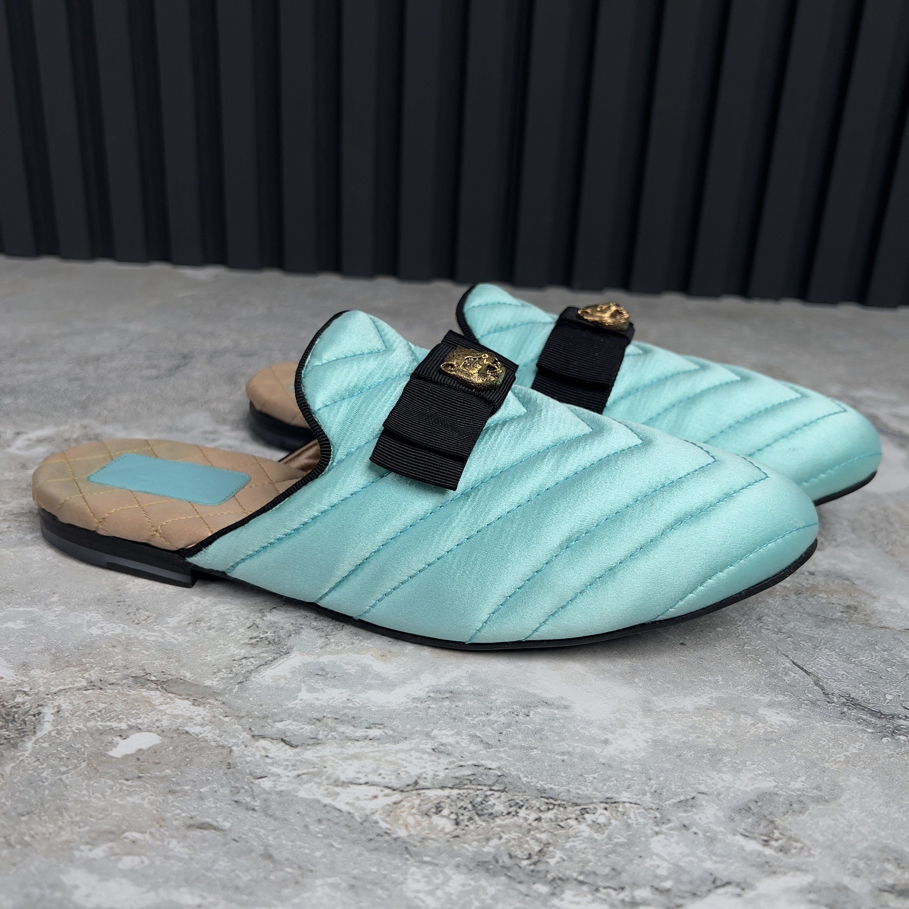 Gucci RARE GUCCI Tiger Buckle Mule Satin Embellished Flat Size US 7 / IT 37 - 5 Thumbnail
