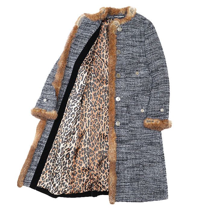 Dolce & Gabbana Dolce & Gabbana Dolce&Gabbana Alpaca Wool Rabbit Fur Long Coat Natural Material Outerwear DUTY FREE for USA Size ONE SIZE - 1 Thumbnail