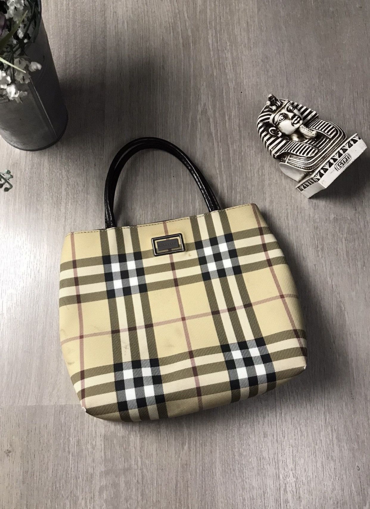 Burberry Nova Check Coated Canvas Tote Bag purse