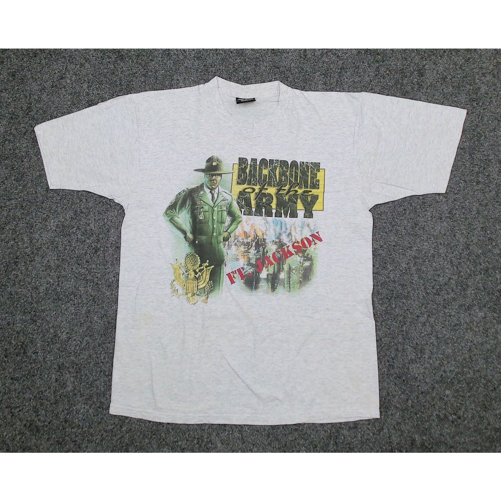 Vintage VTG 90s Single Stitch Fort Jackson Army Drill Sergeant Tee Size US L / EU 52-54 / 3 - 3 Thumbnail