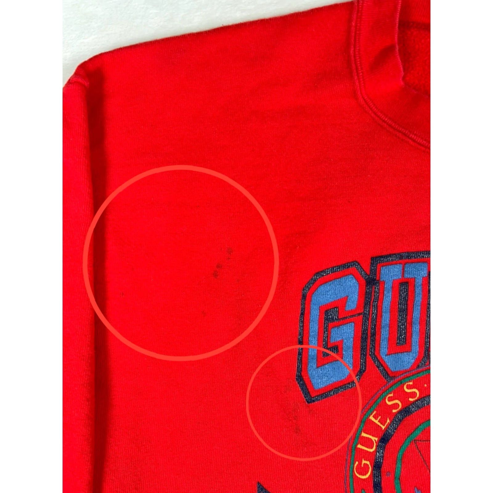 Guess VINTAGE GUESS Sweatshirt Crewneck Women’s M Red Cotton Logo 90s USA School Graphic Print Pullover Knits Size M / US 6-8 / IT 42-44 - 4 Thumbnail