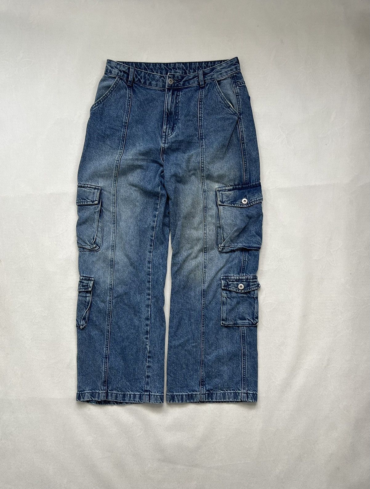 Vintage Baggy Pants Cargo Multi Pocket Denim Jeans Vintage Y2K Size US 34 / EU 50 - 1 Thumbnail