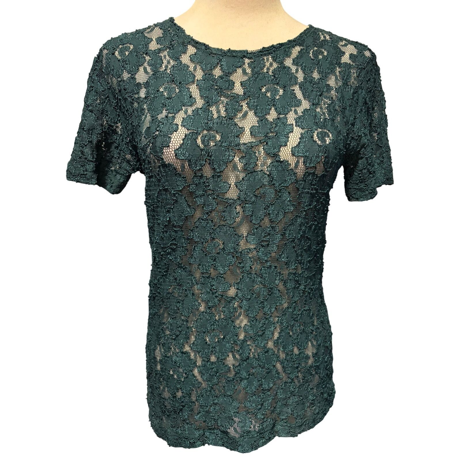 Victoria's Secret Victoria's Secret Vintage Dark Forest Green Stretch Lace Top Size S / US 4 / IT 40 - 1 Thumbnail