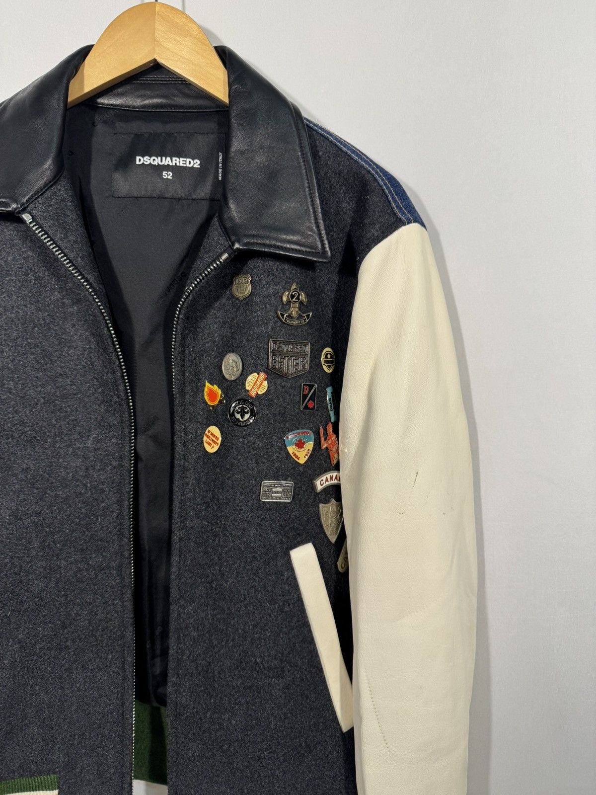 Dsquared2 Dsquared2 leather stadium jacket with pins Size US L / EU 52-54 / 3 - 2 Thumbnail