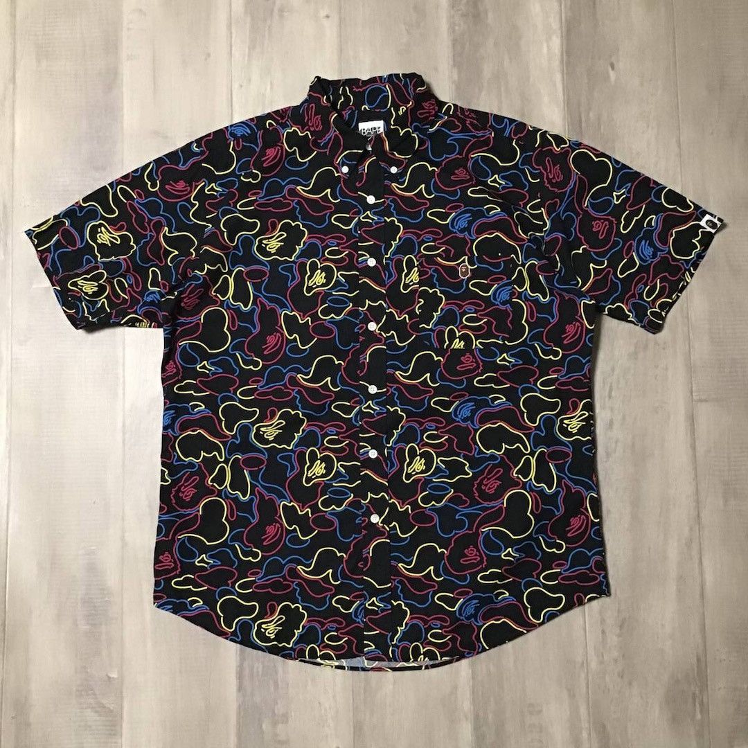 Bape 🔥Vintage🔥 BAPE Neon camo BD shirt a bathing ape NIGO Size US L / EU 52-54 / 3 - 1 Thumbnail
