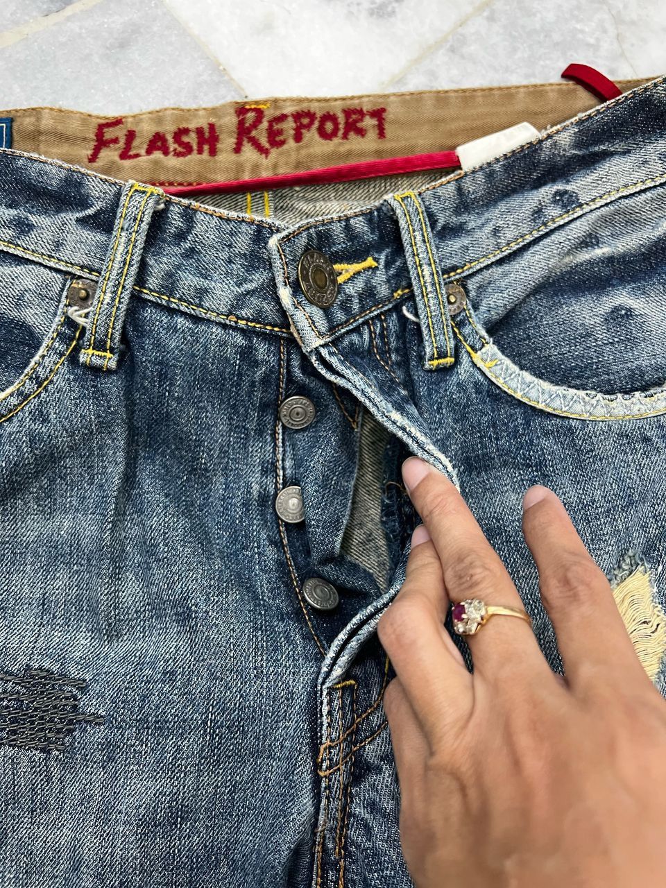 Japanese Brand Japanese Brand Flash Report Sashiko Jeans Size US 31 - 5 Thumbnail
