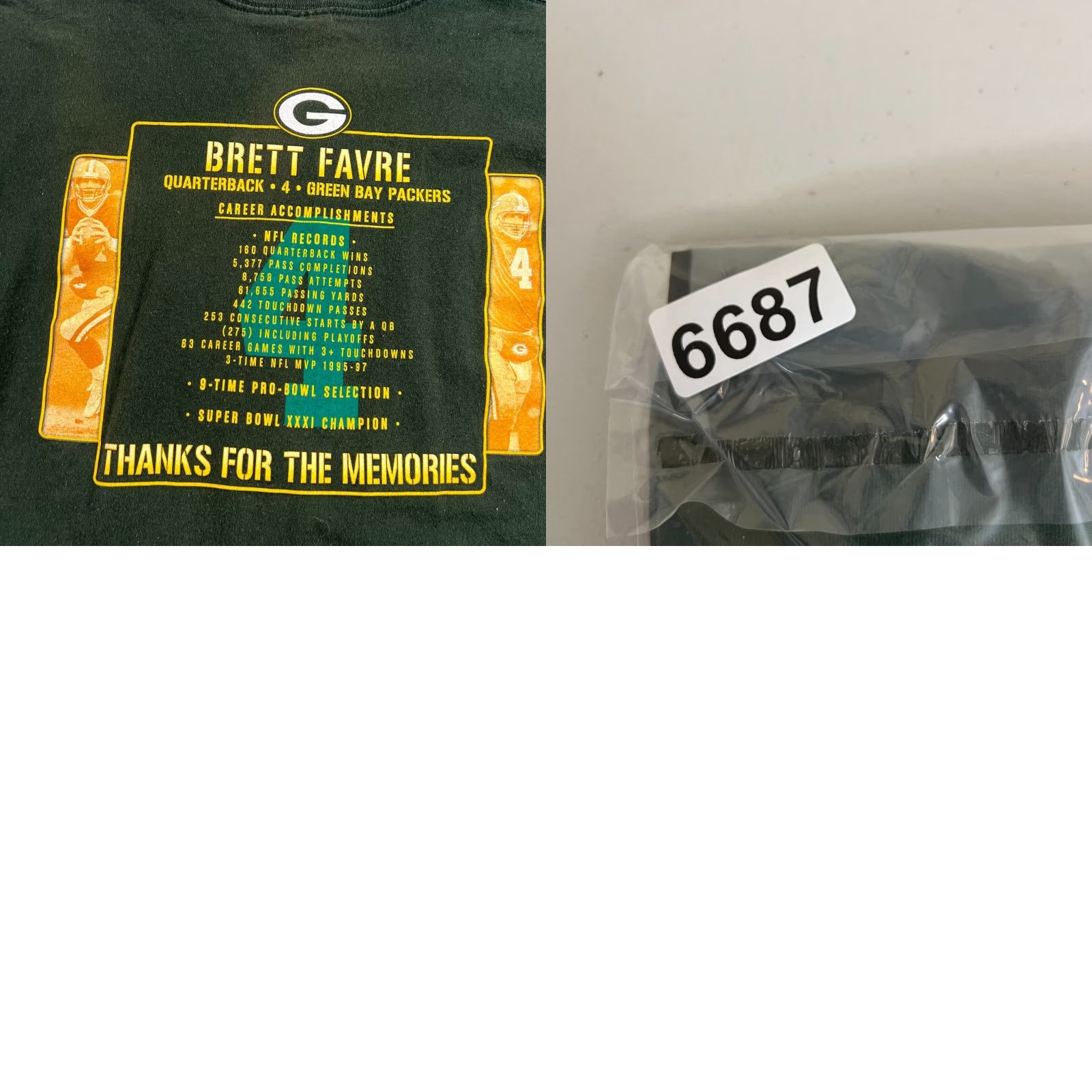 Gildan VINTAGE Green Bay Packers Brett Favre T-Shirt XL Green Classic Mens Size US XL / EU 56 / 4 - 8 Thumbnail