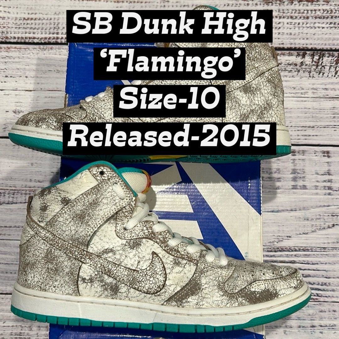 image of Nike Sb Dunk High ‘Flamingo’• Size-10• Replacement Box Shoes in Teal, Men's