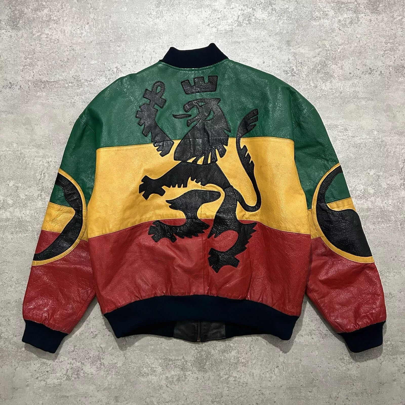 Vintage MICHAEL HOBAN RASTA ZION LEATHER BOMBER JACKET SIZE L Size US L / EU 52-54 / 3 - 1 Thumbnail