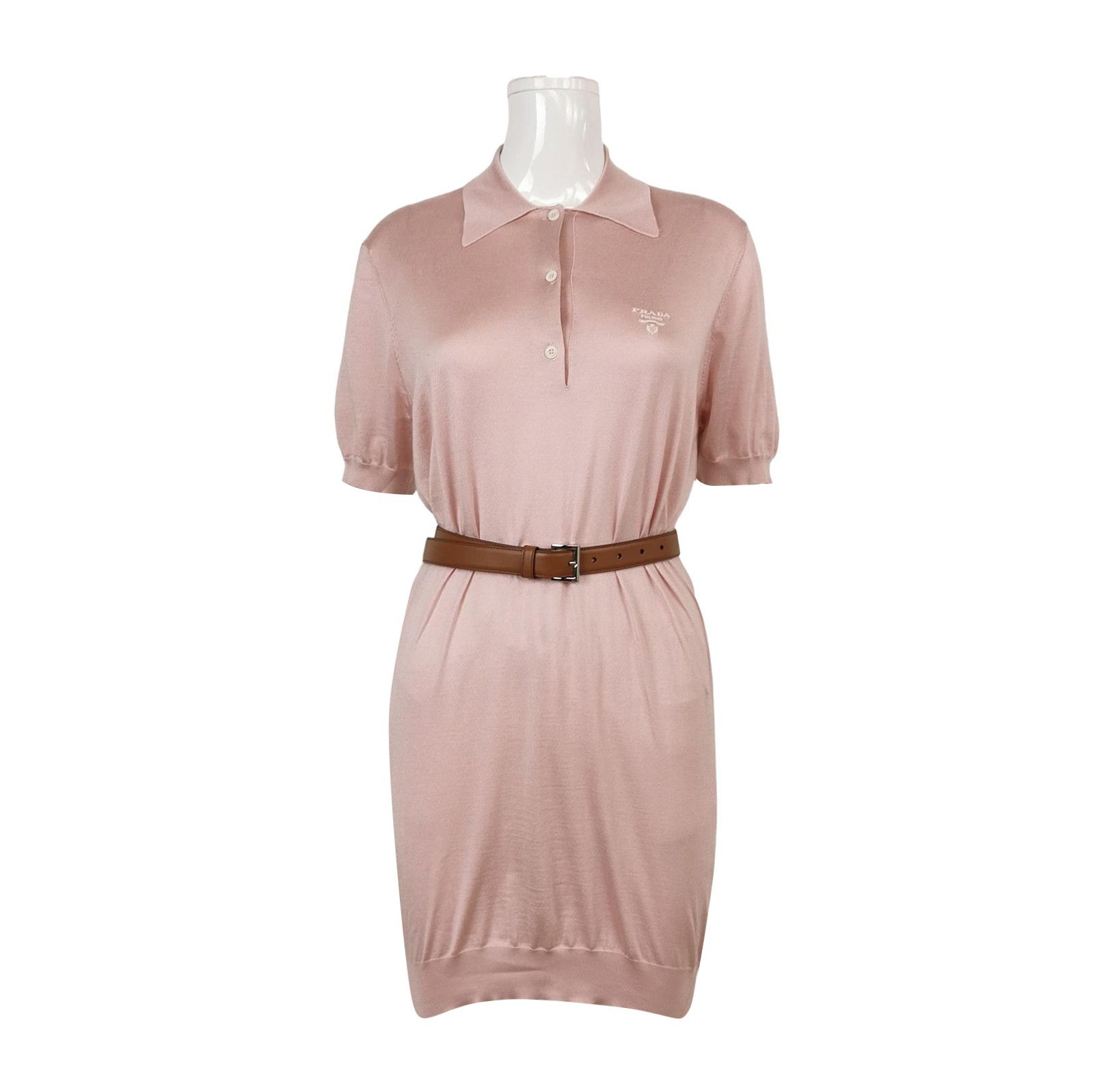 Prada Prada Silk Logo Polo Dress with Belt - dmc Size XXS / US 00 / IT 34 - 1 Thumbnail