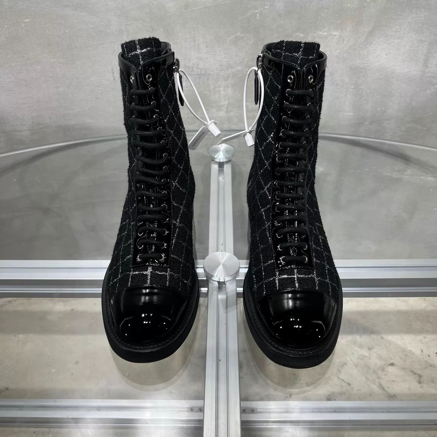 Chanel Chanel Black Checked Boots 36 Size US 5.5 / IT 35.5 - 1 Thumbnail