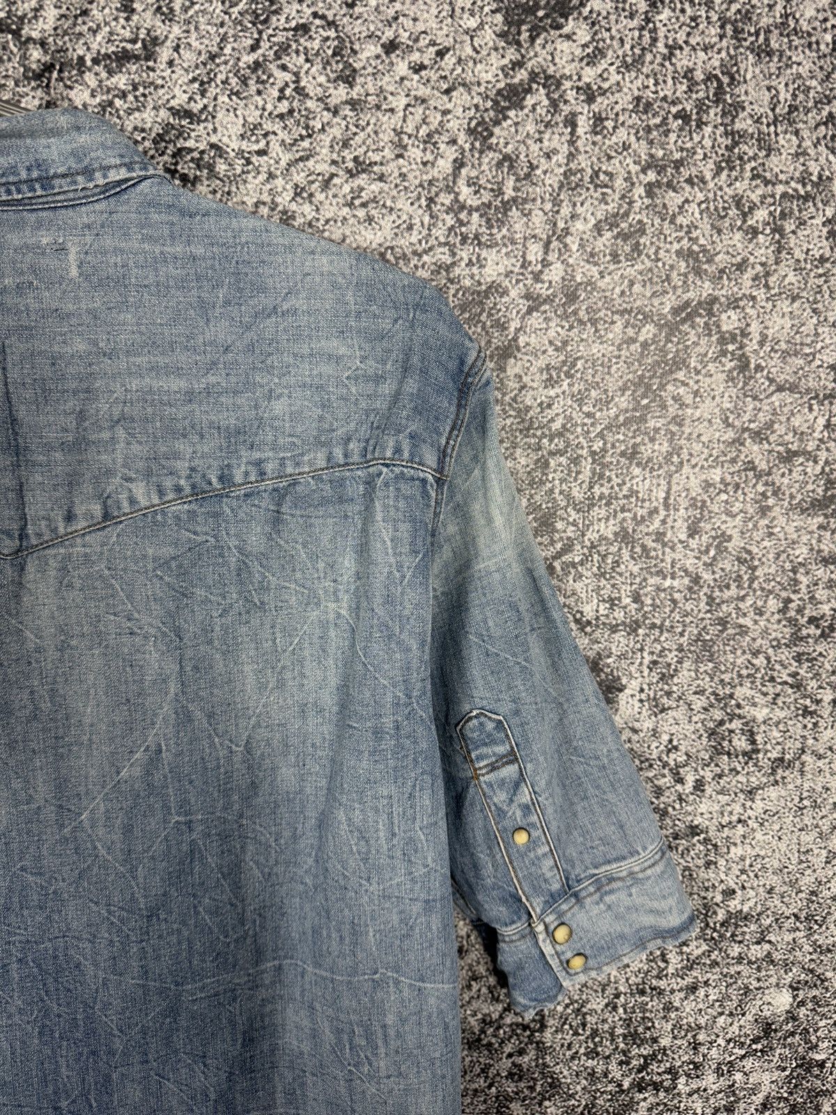 Allsaints Allsaints Suqi Shorts Sleeve Denim Shirt Snap Button Size M Size US M / EU 48-50 / 2 - 9 Thumbnail