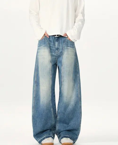 Hypebeast × Japanese Brand × Jean Light blue washed distressed baggy jeans Size US 32 / EU 48 - 1 Thumbnail
