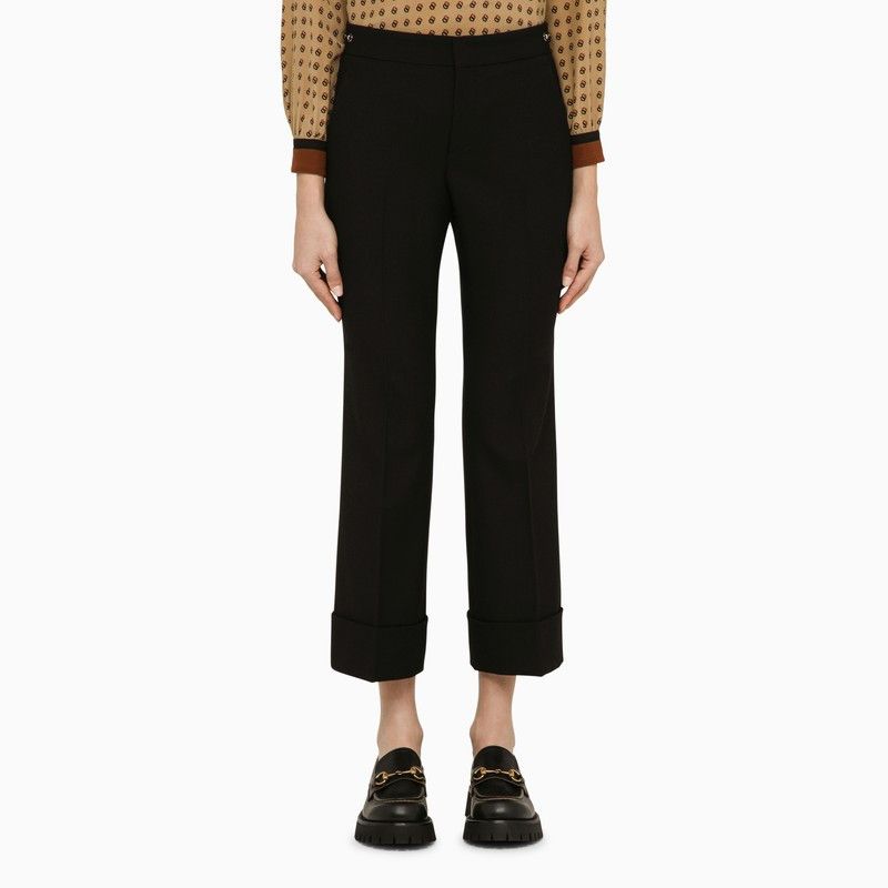 image of Gucci Black Wool Cropped Trousers Size 48, Women's