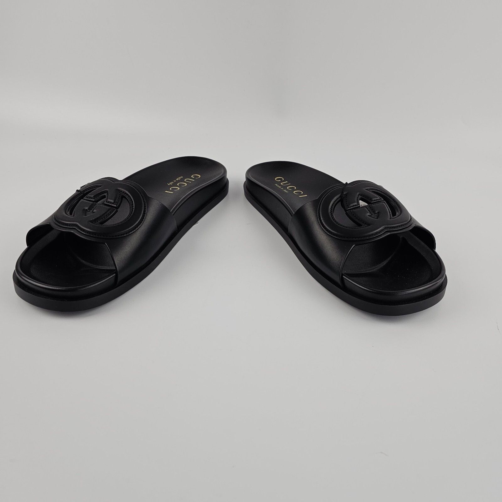 Gucci GUCCI Interlocking G Black Leather Sandals New Size US 8.5 / IT 38.5 - 9 Thumbnail