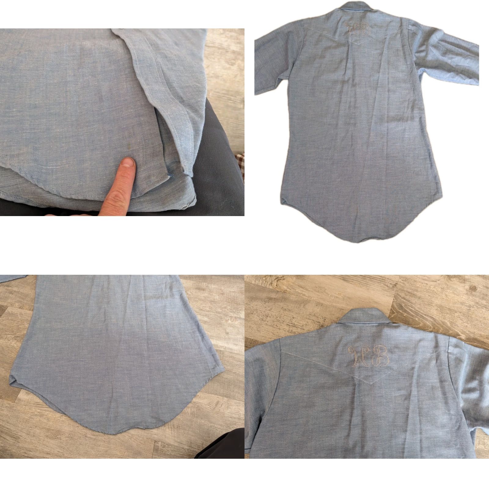 Vintage VINTAGE King Size Shirt Western Chambray Long Sleeve Dagger Collar Pearl Snap Tall Medium Size US M / EU 48-50 / 2 - 10 Thumbnail
