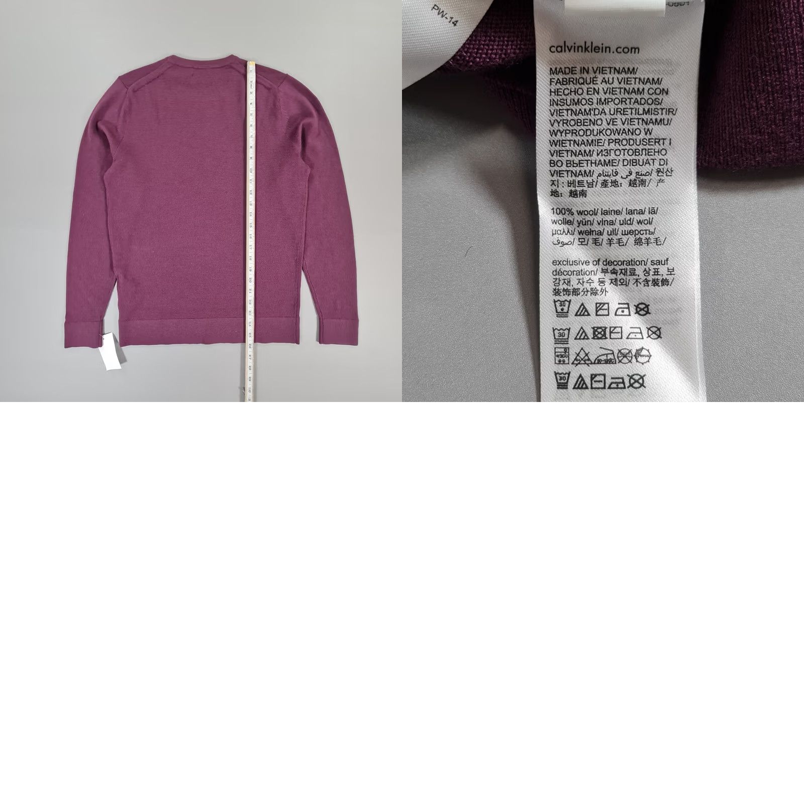 Calvin Klein Calvin Klein Mens Jumper Purple Small Regular Fit 100% Wool Knitted Pullover Slim Knit Crew Neck Long Sleeve Casual Size US S / EU 44-46 / 1 - 8 Thumbnail