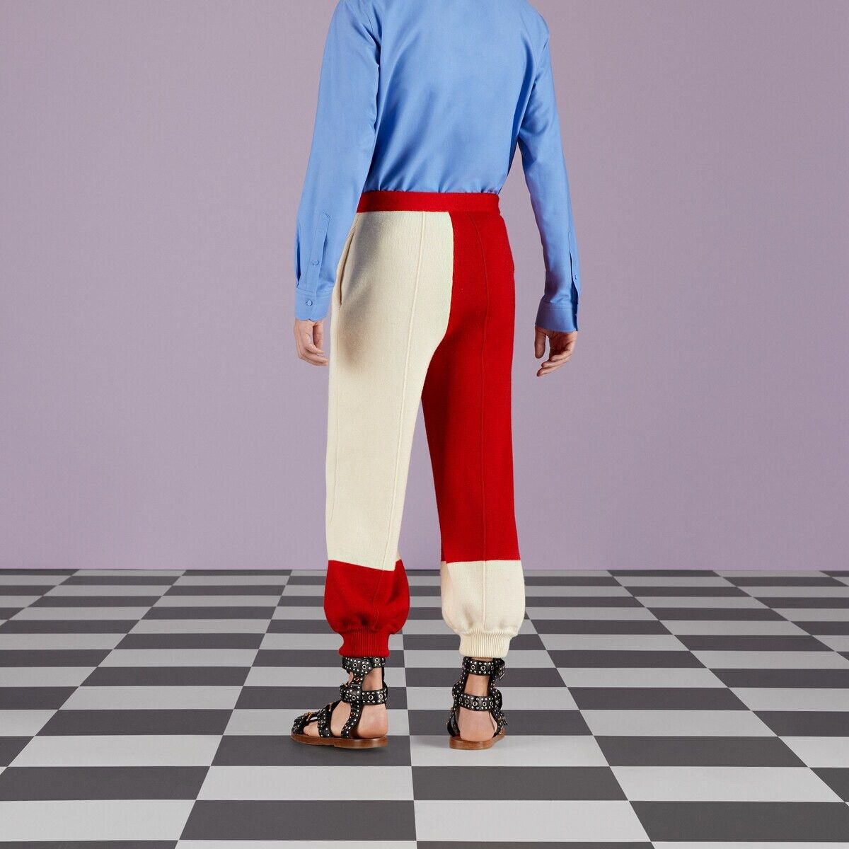 Gucci o1s1wg111025 Wool Stitch Knit Pant in Red/Ivory Size US 34 / EU 50 - 6 Thumbnail