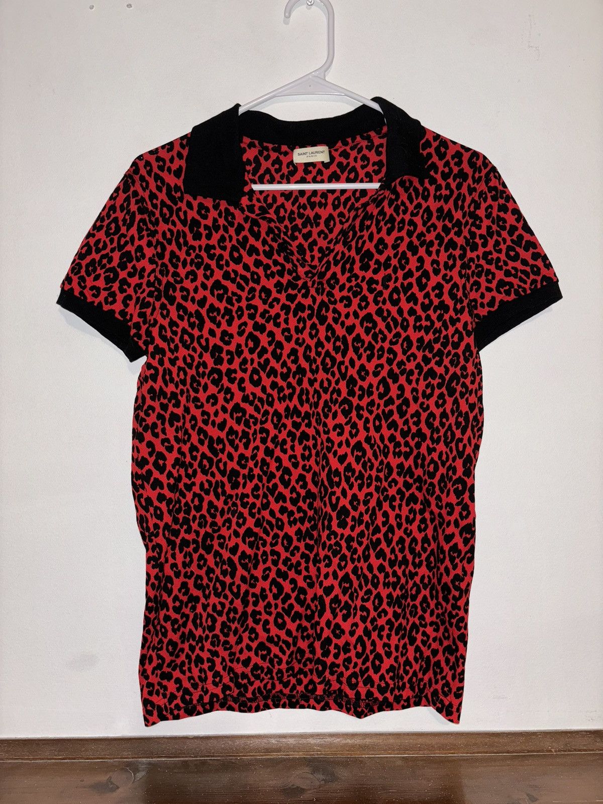 image of Saint Laurent Paris Saint Laurent Pairs Vintage Polo T-Shirt in Red, Men's (Size Small)