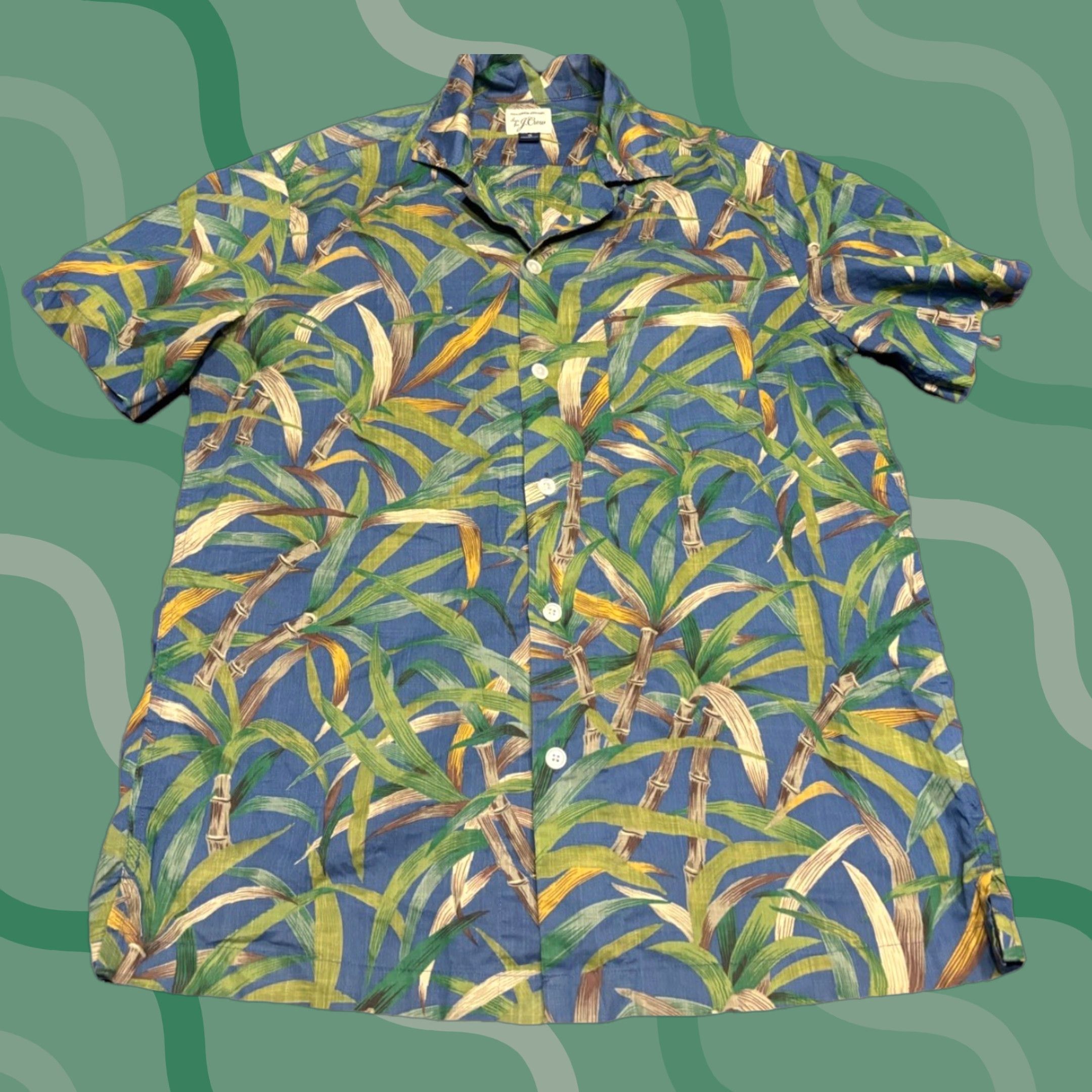 J.Crew J.CREW Floral Leaf Hawaiian Shirt Men S 100% Cotton Short Sleeve Button-Up Button-Down Slim Regular Multicolor Hawaiian Theme - Mens Size US S / EU 44-46 / 1 - 1 Thumbnail
