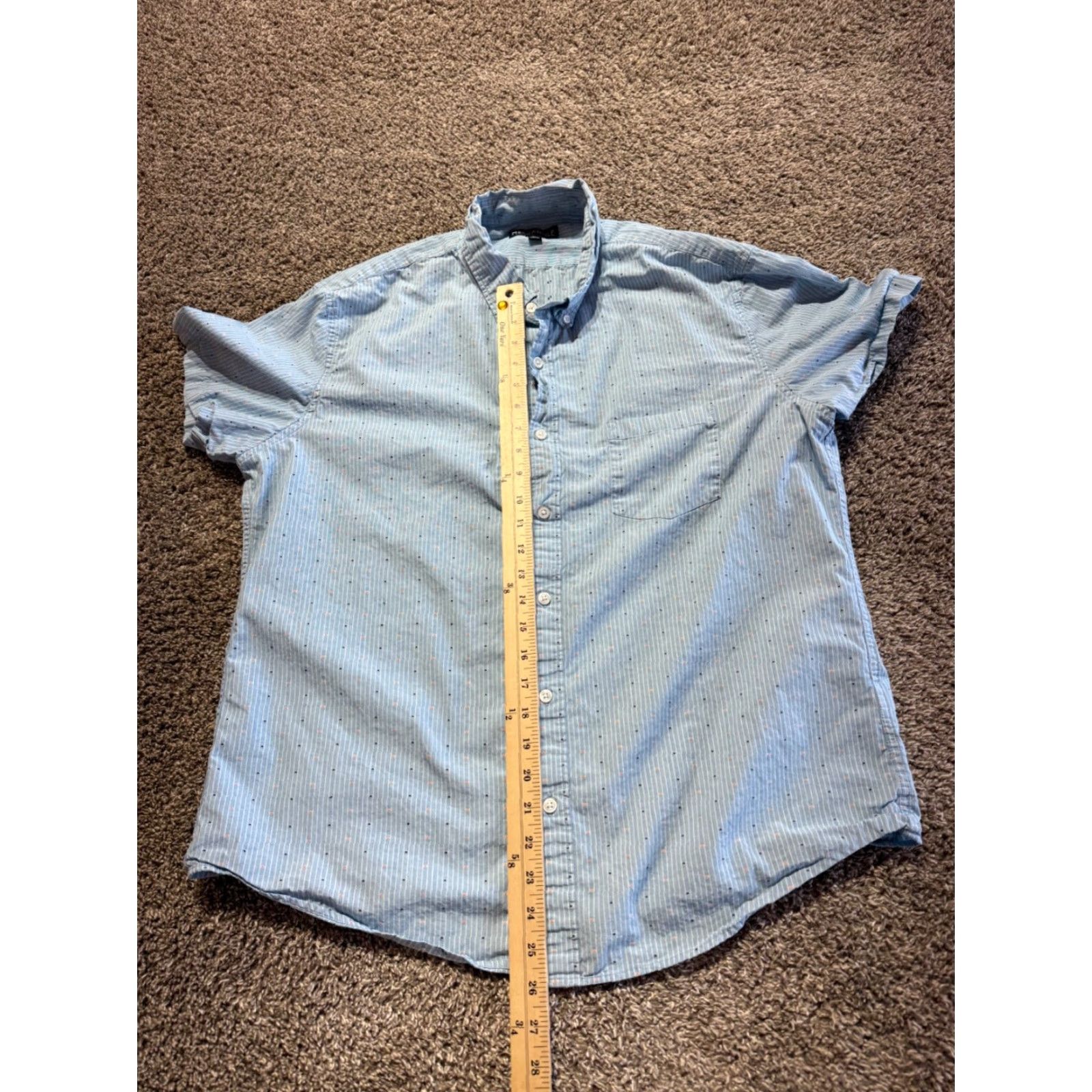 J.Crew J.Crew Mercantile Shirt Button-Down XL Blue Stripe Dots Men Short Sleeve Button-Up 2056 Size US XL / EU 56 / 4 - 6 Thumbnail