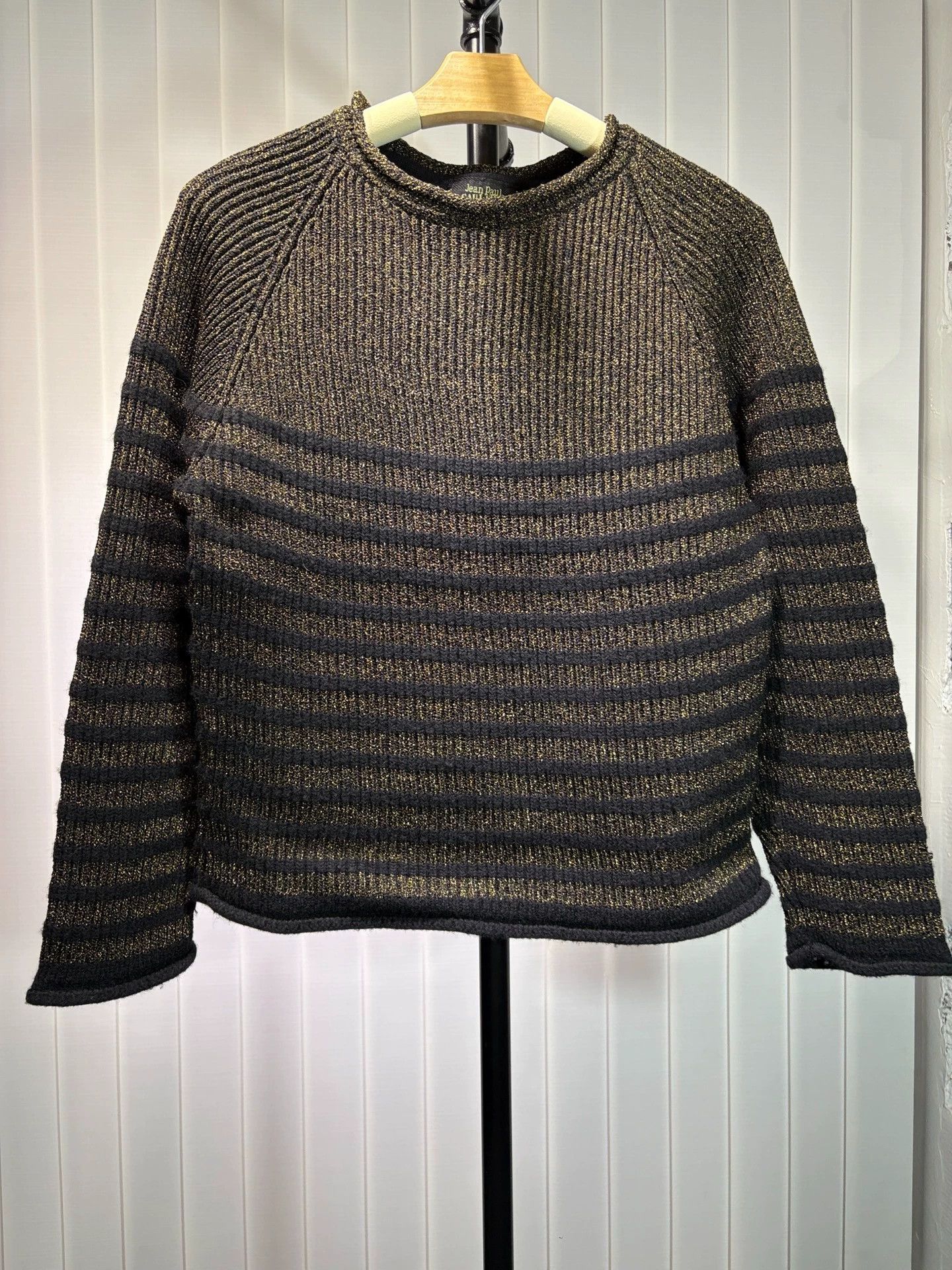 Jean Paul Gaultier JPG 96aw Cyber Knit Gold Stripe Sweater Size 48 Size US M / EU 48-50 / 2 - 1 Thumbnail