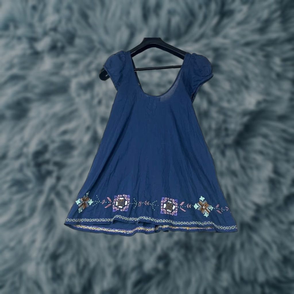 Antik Batik ANTIK BATIK Blouse Top Small Womens Blue Denim Cotton Embroidered Hippie Folk 70s Size S / US 4 / IT 40 - 1 Thumbnail