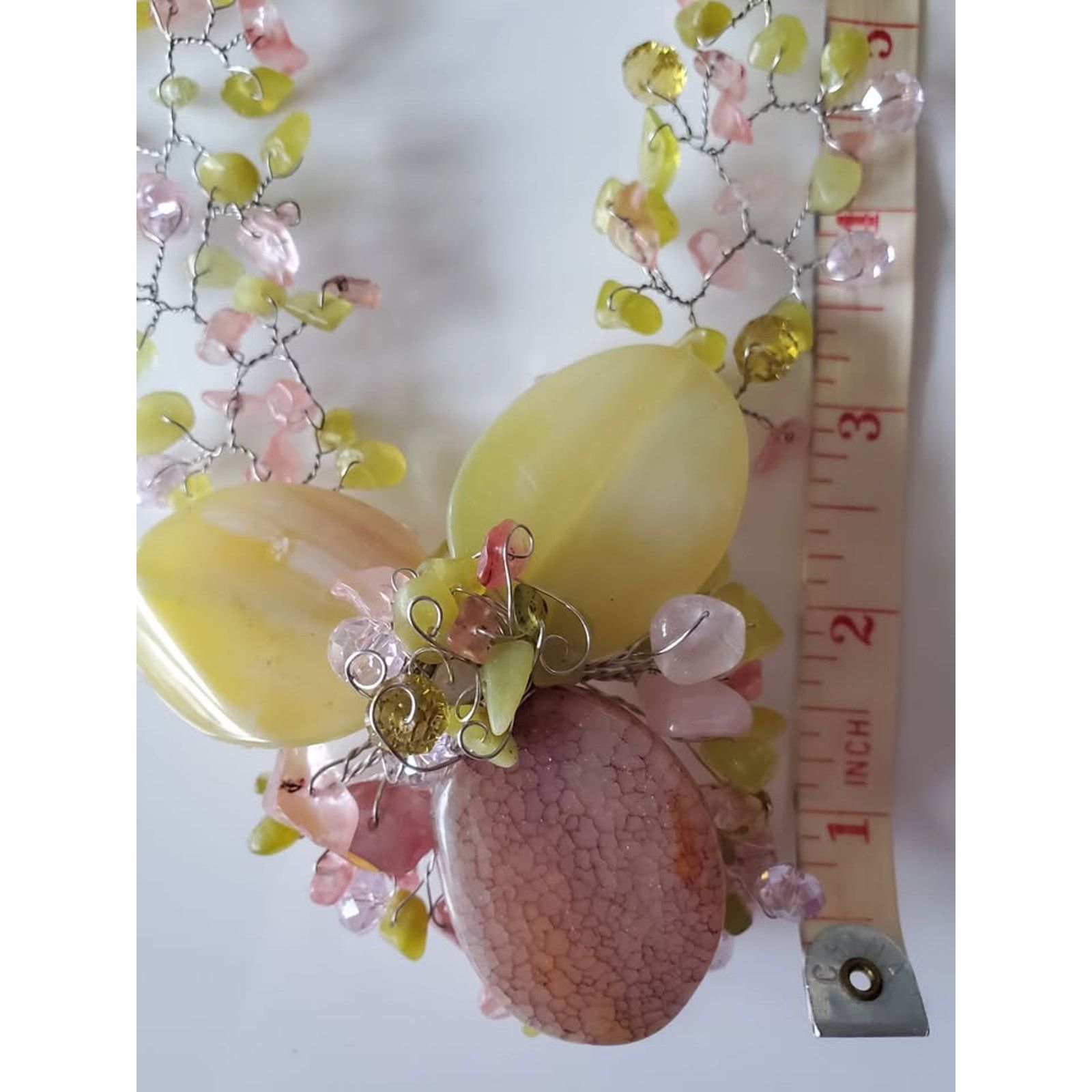 Other Pink and Yellow Agate Wire Necklace Size ONE SIZE - 2 Thumbnail