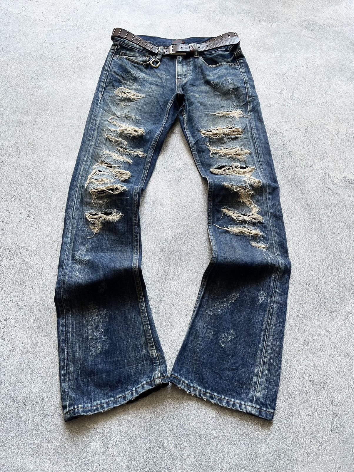 2000s JACK ROSE DISTRESSED DENIM FADED FLARED JEAN