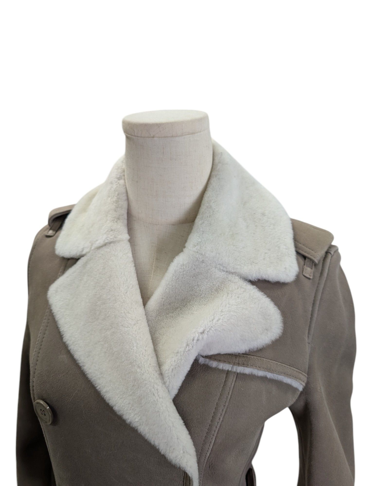 Burberry Taupe Shearling Mid-Length Overcoat Size XS / US 0-2 / IT 36-38 - 5 Thumbnail