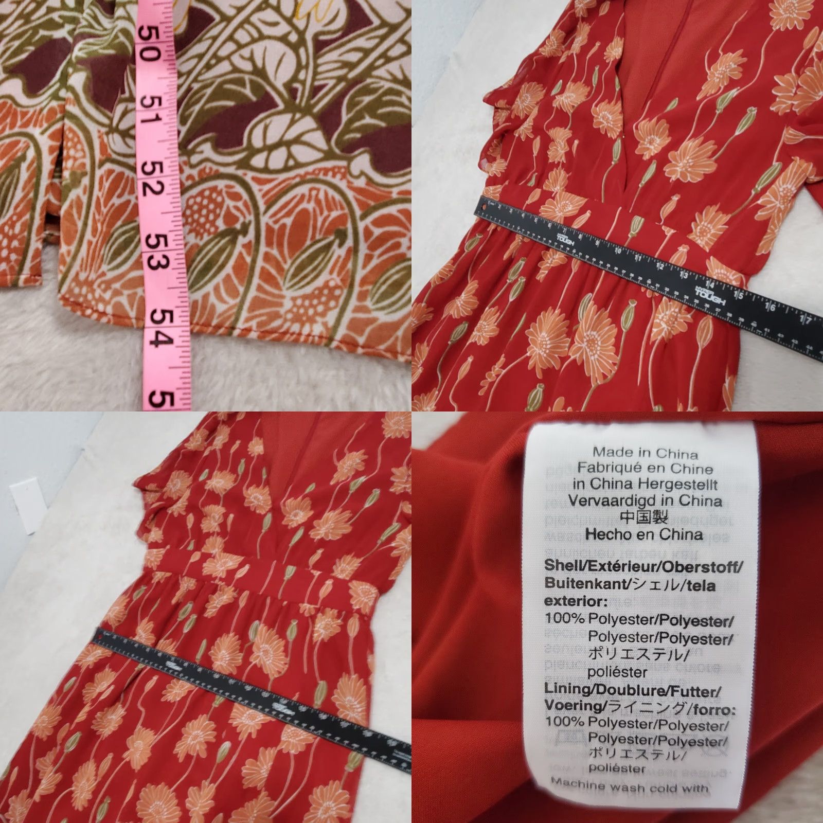 Madewell Madewell Maxi Dress Women 10 Red Sunflower Tulip Sleeve Flowy Maxi Feminine Boho Dress Size L / US 10 / IT 46 - 9 Thumbnail