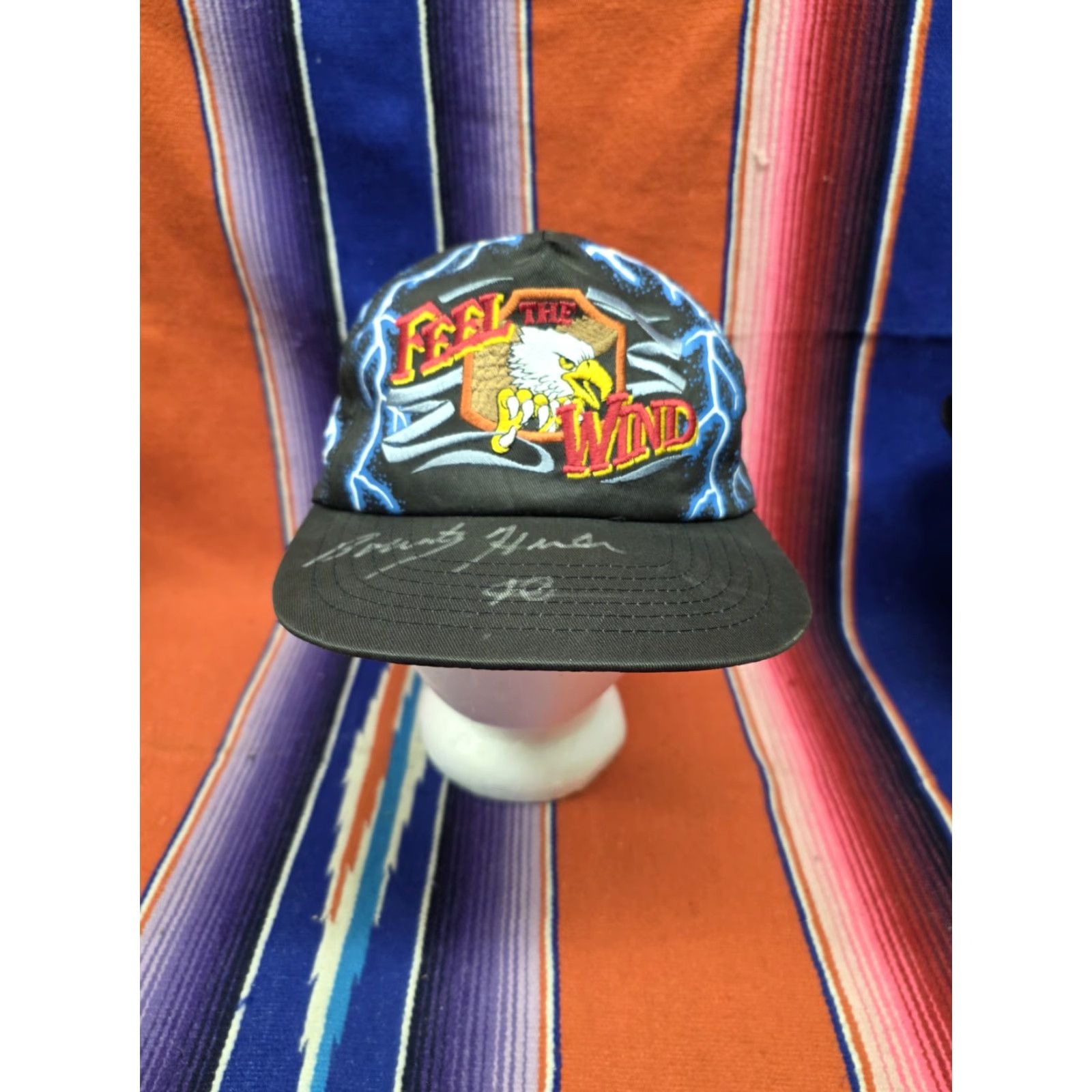 Vintage VINTAGE CSI American Thunder Snapback Hat Men One Size Black Eagle Patch Feel The Wind 90s Biker Motorcycle Graphic Print Adjustable Lightweight Size ONE SIZE - 2 Thumbnail
