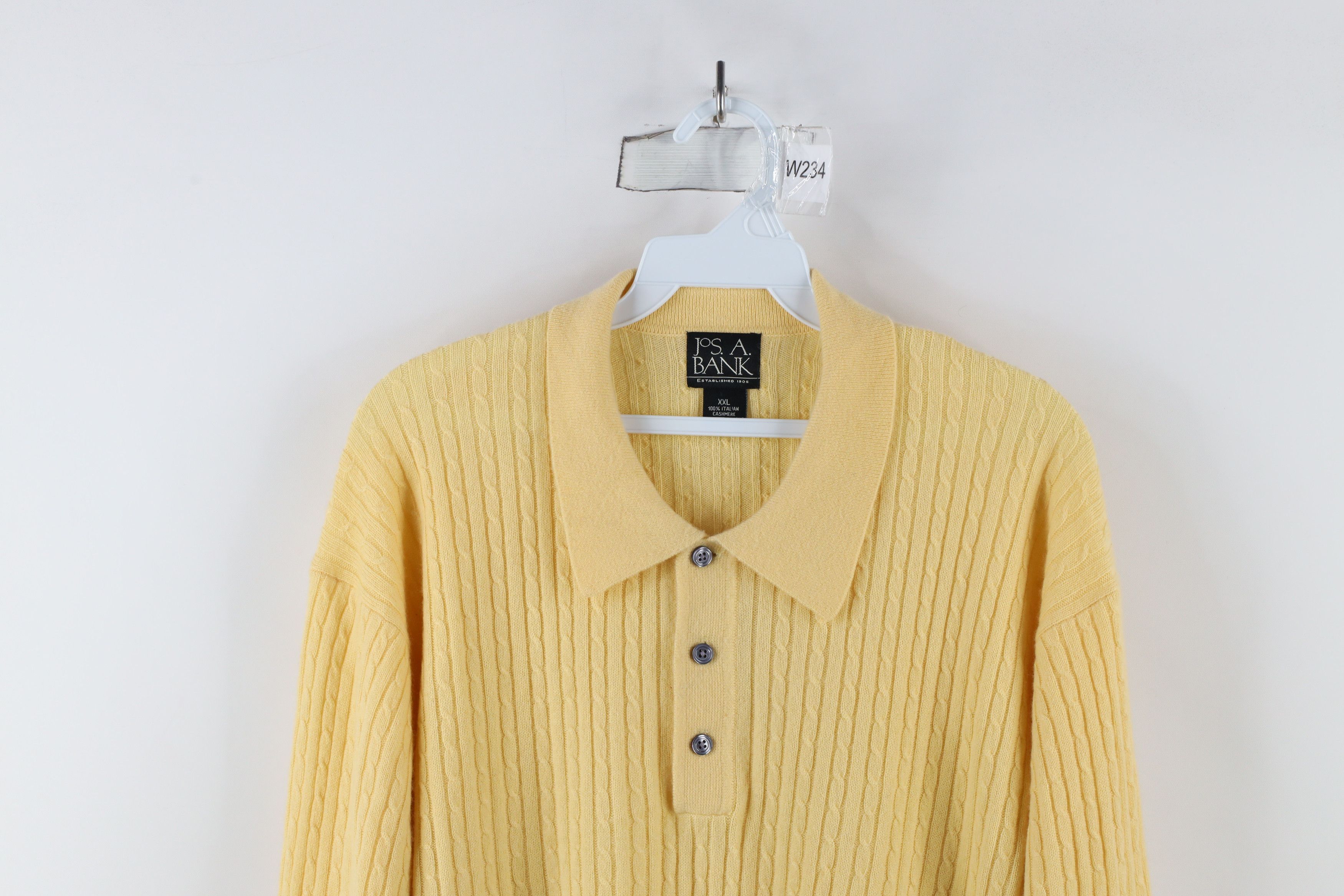Jos. A. Bank × Vintage Vintage Jos A Bank Soft Cashmere Cable Knit Collared Sweater Size US XXL / EU 58 / 5 - 2 Thumbnail