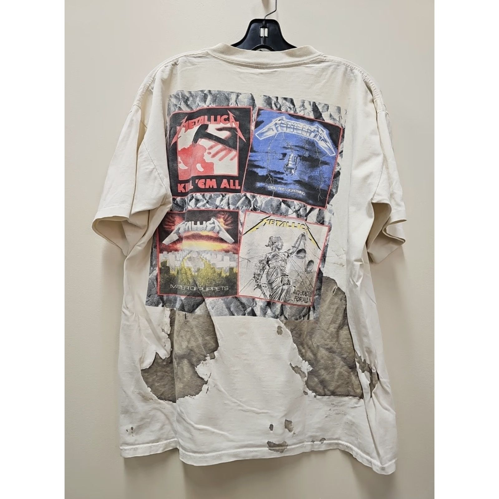 X-LARGE VINTAGE Brockum Metallica And Justice For All Tour T Shirt XL White Concert Band T-Shirt Mens 80s 90s Heavy Metal Size US XL / EU 56 / 4 - 6 Thumbnail