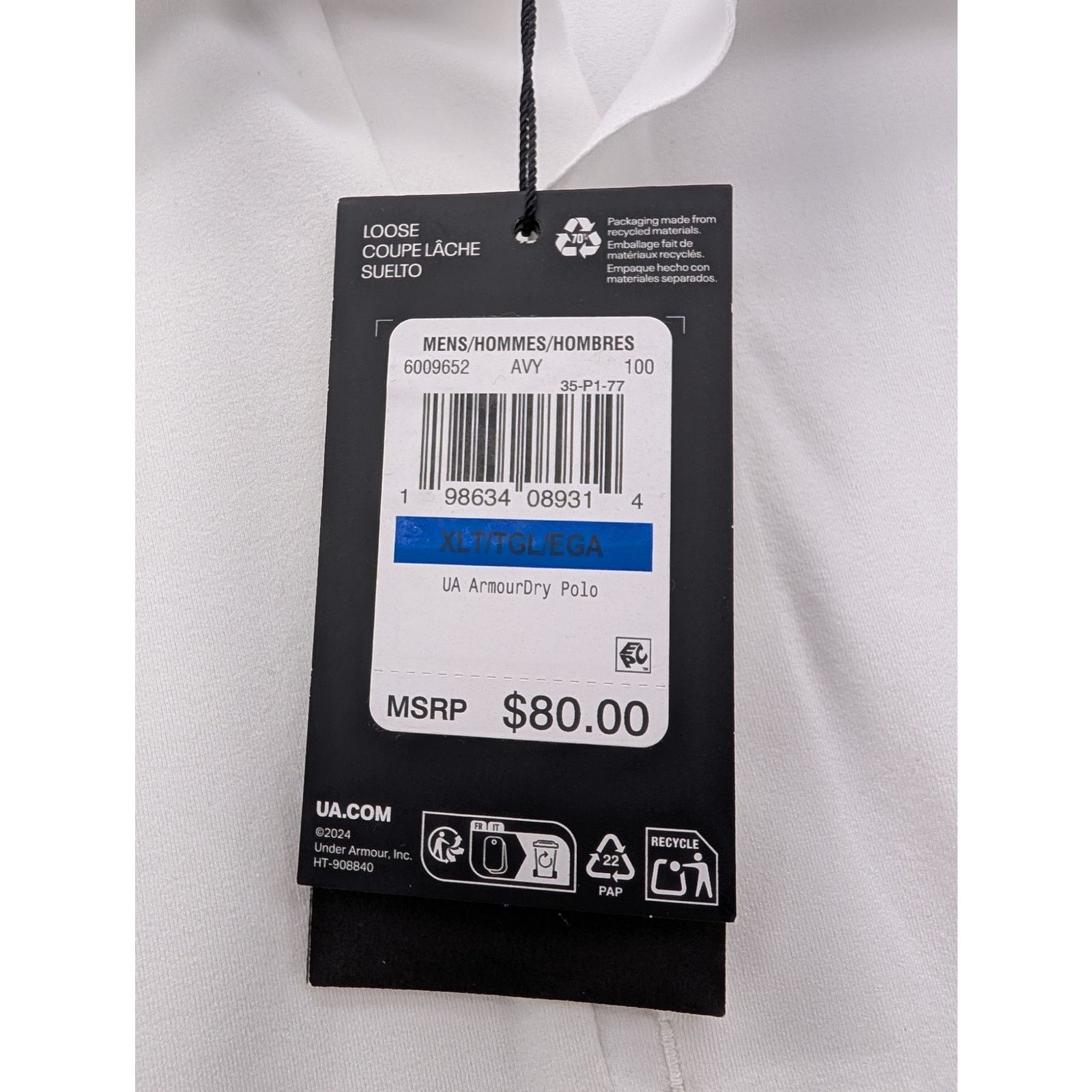 Under Armour NWT Under Armour UA ArmourDry Men's Polo in White size XLT Size US XL / EU 56 / 4 - 6 Thumbnail