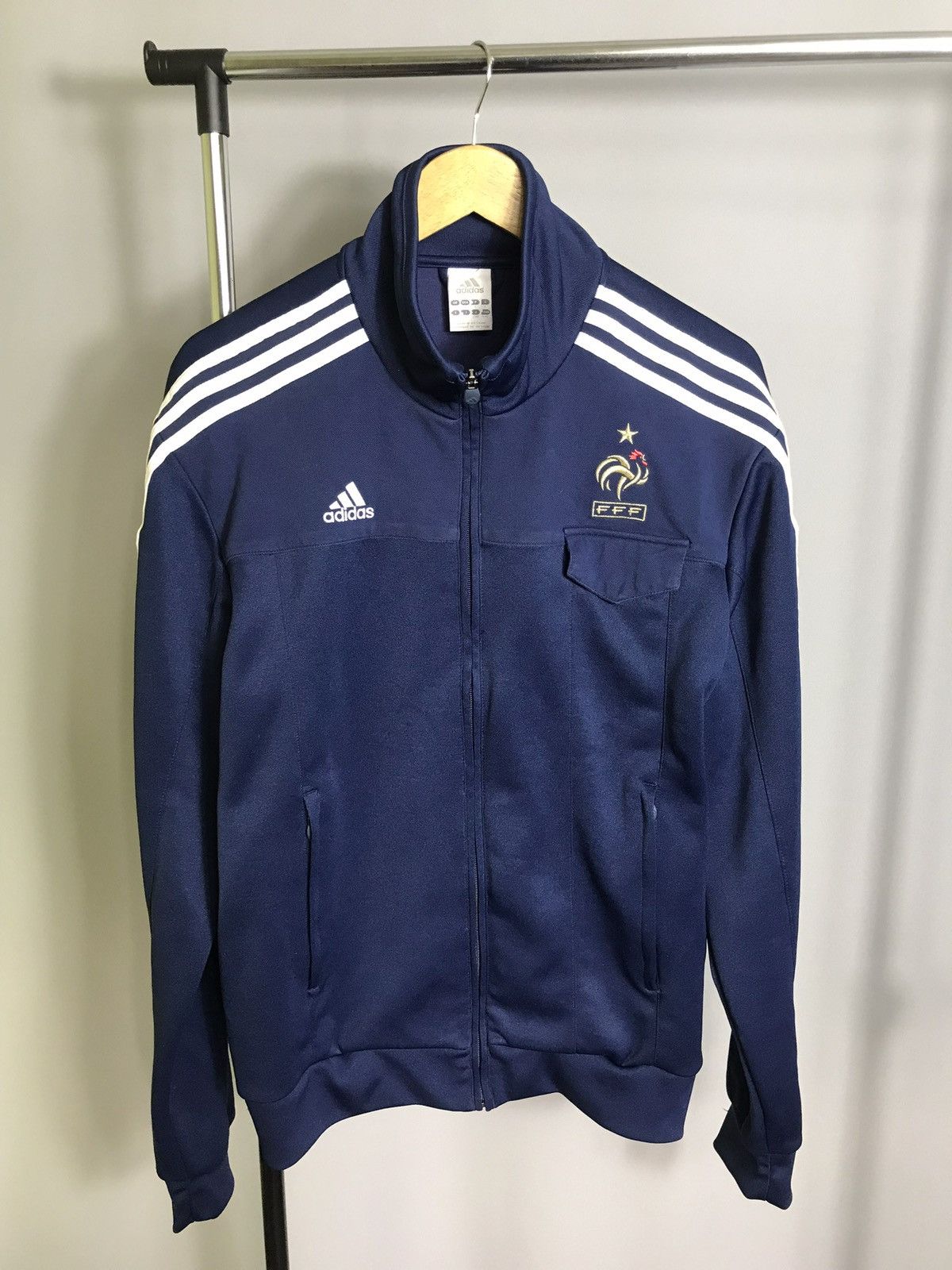 Adidas × Sports Specialties × Vintage France National 2007/2009 Blue Track Jacket Soccer Jersey Size US L / EU 52-54 / 3 - 1 Thumbnail