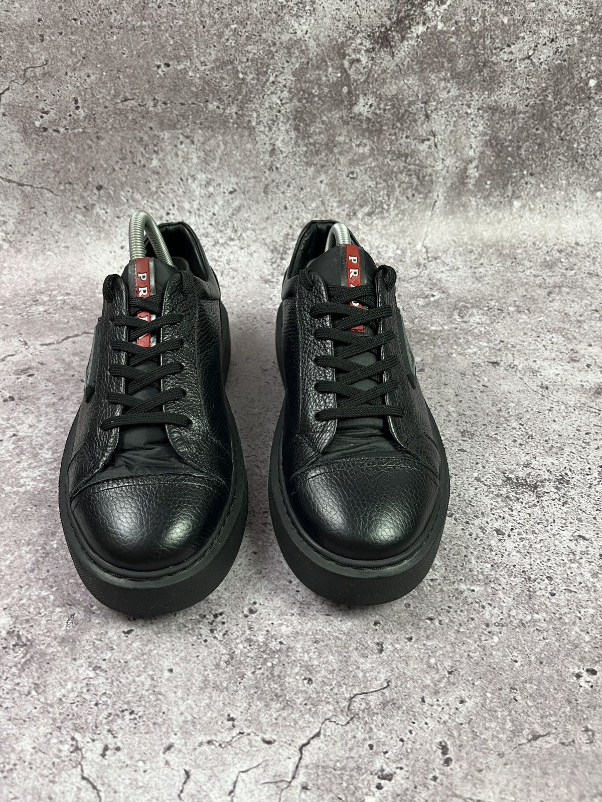 Prada Prada Milano Black Leather Platform Sneakers DesignerLuxury Size US 9 / EU 42 - 2 Thumbnail