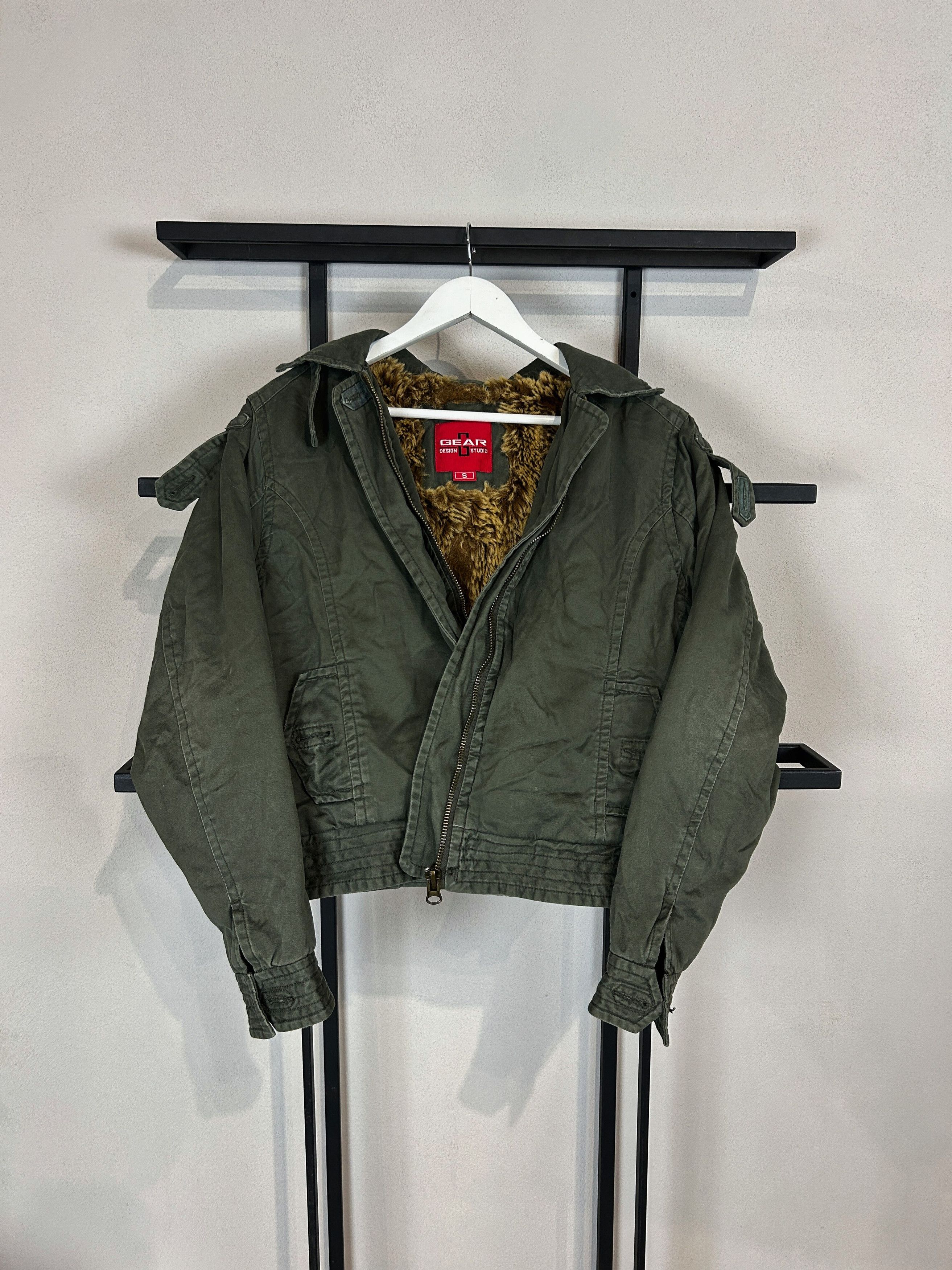 Japanese Brand Army Jacket Fur Lined Green Military Grunge Y2K Utility Core Size US S / EU 44-46 / 1 - 6 Thumbnail