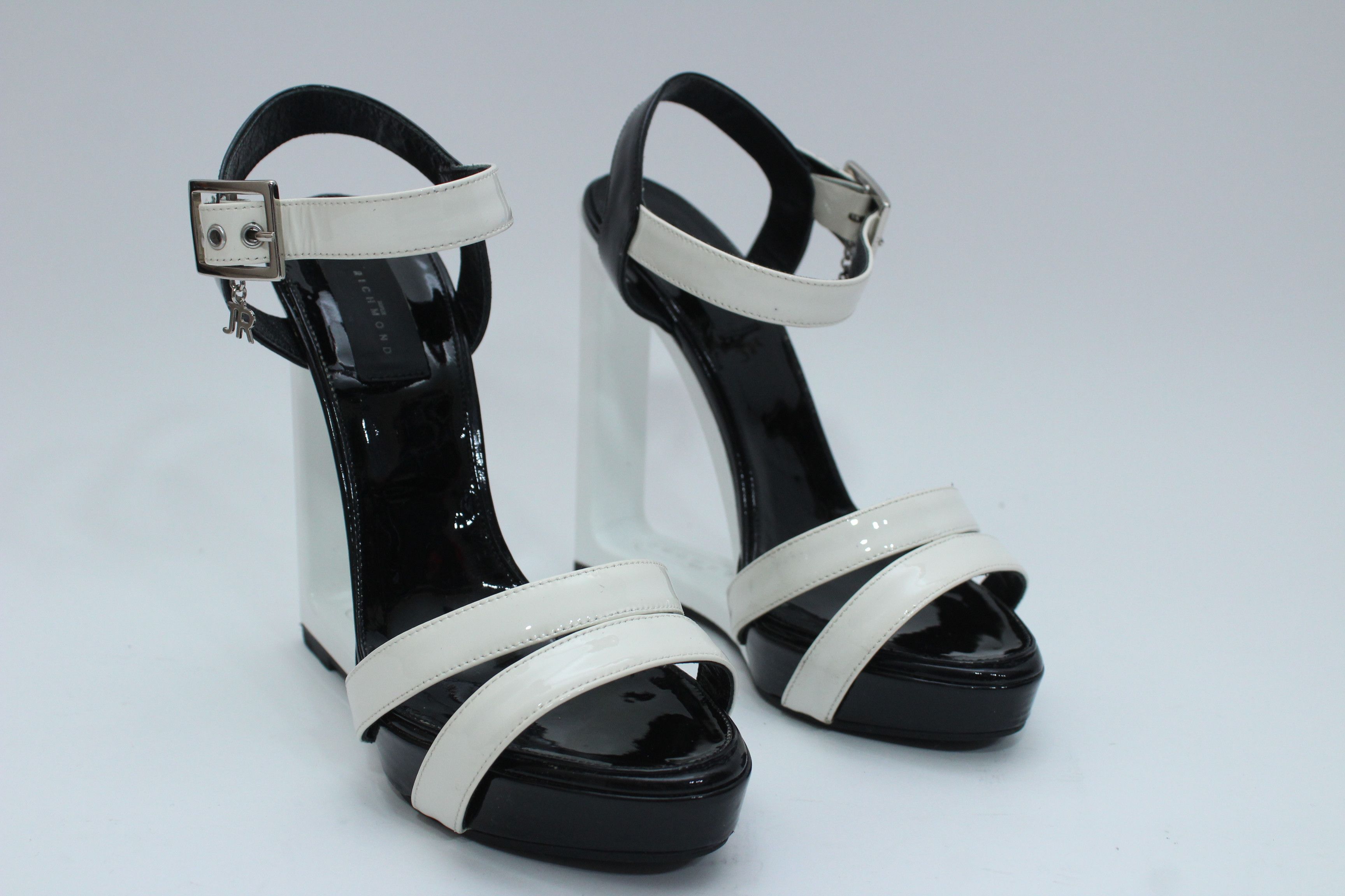 Other John Richmond B&W Wedge Heel Sandals Size 37 Size US 7 / IT 37 - 3 Thumbnail
