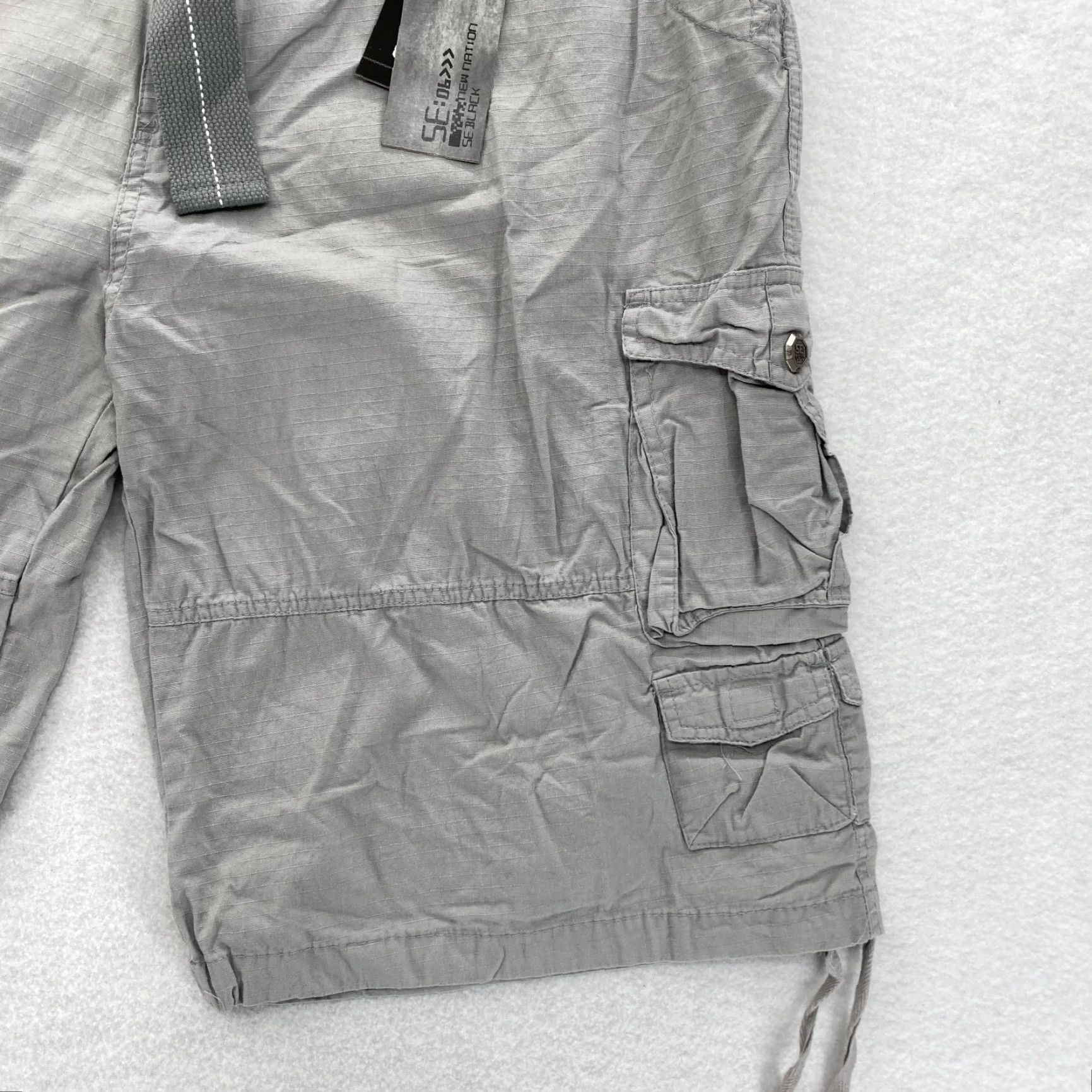Element Five Elementz Baggy Cargo Shorts Mens 44 Gray Relaxed Fit Belted Y2K Vintage NWT Cargo Shorts Mens 44 Gray Relaxed Fit Belted Y2K Vintage NWT Size US 44 / EU 60 - 3 Thumbnail